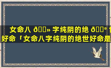 女命八 🌻 字纯阴的绝 💮 世好命「女命八字纯阴的绝世好命是什么」